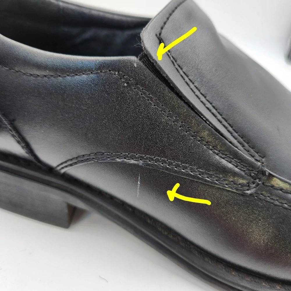 G.H. Bass & Co. Alberta Men 11.5 D Shoes Black Leather Square Toe Slip On Loafer